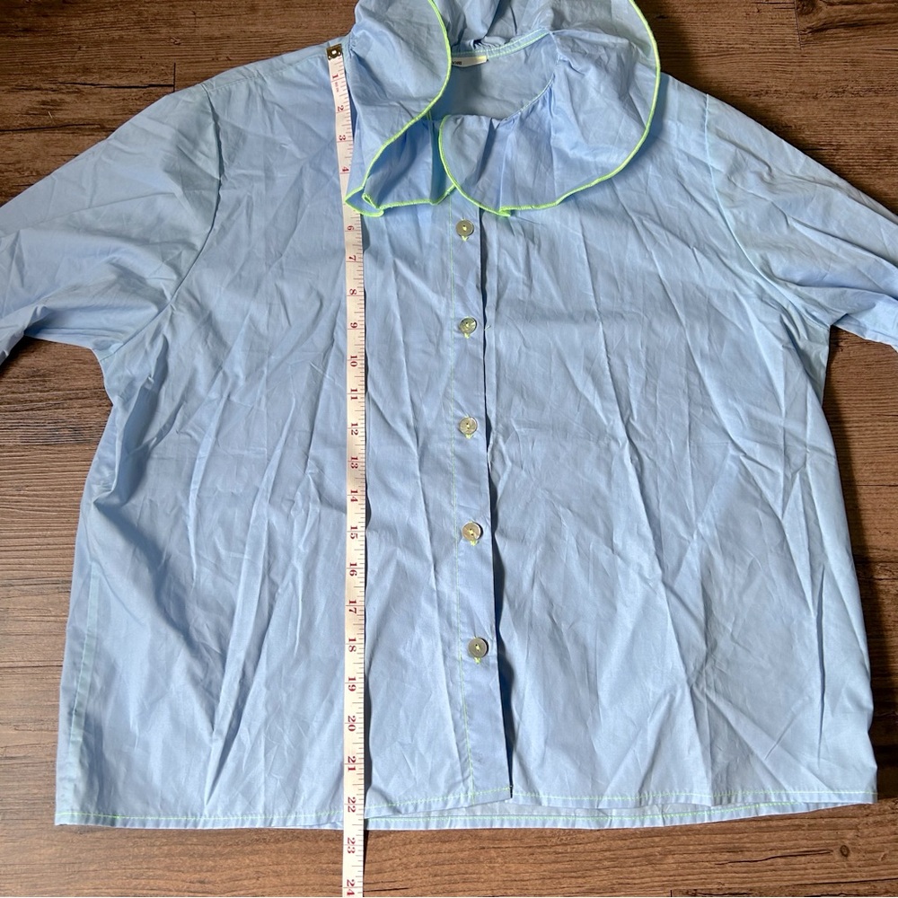Dr. Bloom Blue Ruffle Blouse - Picture 7 of 12